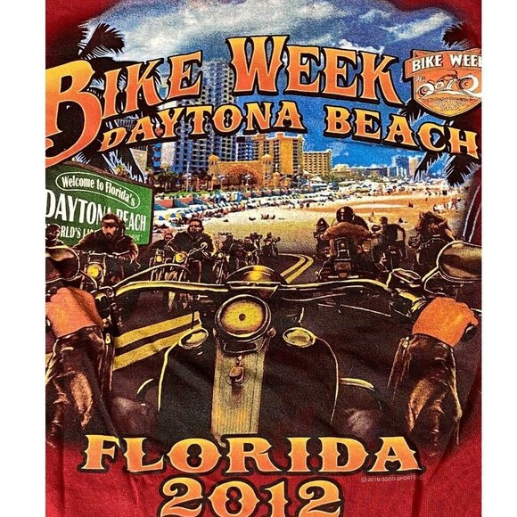 Daytona Beach 2012 Shirt 71st Annual Bike Week Mens XL Red Motorcycle T-shirt - Picture 8 of 11